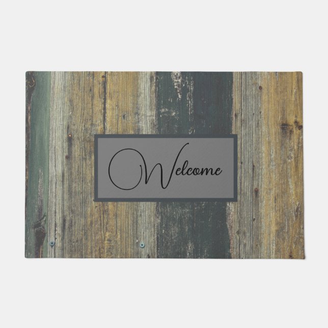 "Rustic Wood Farmhouse Personalised Doormat (Front)