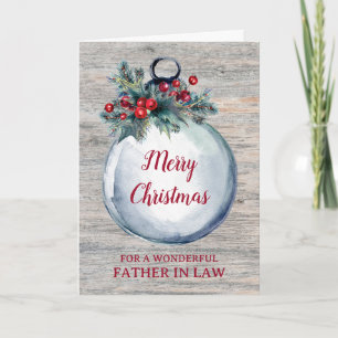 Rustic Wood Father in Law Merry Christmas Card