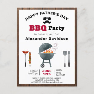 Rustic Wood Father's Day BBQ Invitation Postcard