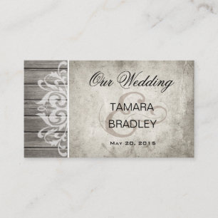 Rustic Wood Filigree Wedding Website   grey Enclosure Card