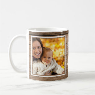Rustic Wood First Christmas As Aunt 2 Photo Coffee Mug