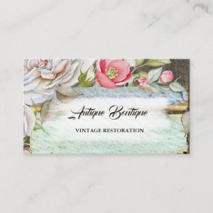Rustic Wood Flora Antique Shop Vintage Restoration Business Card