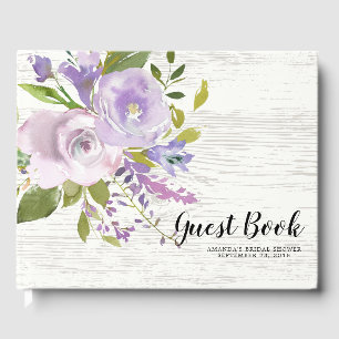 Rustic Wood Floral Baby Bridal Shower Guest Book