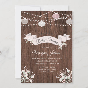 Rustic wood floral Baby Shower Invitation