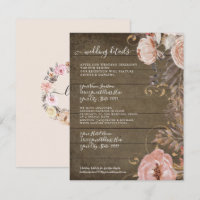 Rustic Wood Floral Blush Rose Gold Wedding Details