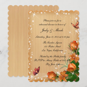 Rustic Wood Floral Butterfly Rehearsal Dinner Invitation