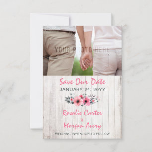 Rustic Wood Floral Country Wedding Save The Date