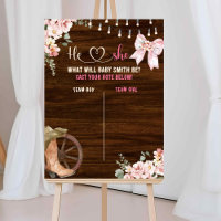 Rustic Wood Floral Gender Reveal Voting Board