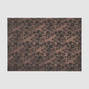 Rustic Wood & Floral Lace Lacy Lingerie Shower Tissue Paper