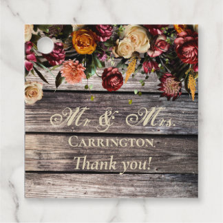 Rustic Wood Floral Mr & Mrs Wedding  Favour Tags