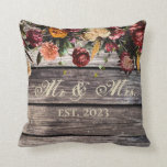 Rustic Wood Floral Mr & Mrs Wedding Keepsake Cushion<br><div class="desc">Gorgeous rustic faux barn siding background with gorgeous vintage flowers.  Add Mr. & Mrs.along with the year of the wedding and you have the perfect bridal shower or wedding keepsake gift.</div>