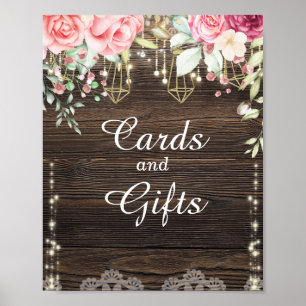 Rustic Wood Floral Wedding Cards and Gifts Poster