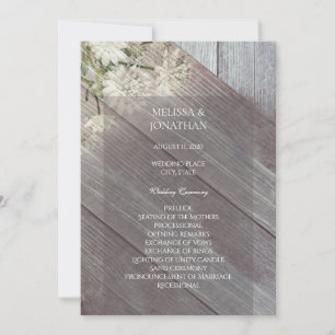 Rustic Wood Floral Wedding Ceremony Program V4 Invitation