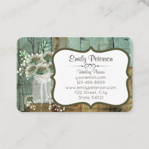 Rustic Wood & Floral Wedding Planner Business Card