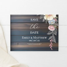 Rustic Wood Floral Wedding Save The Date