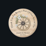 rustic wood floral wheel thank you western wedding magnet<br><div class="desc">rustic wood floral wheel thank you wedding magnet</div>