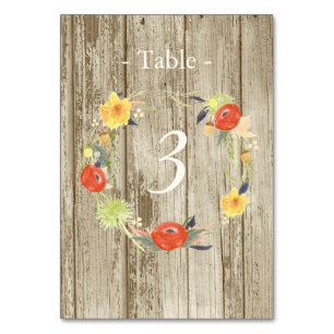 Rustic Wood Floral Wreath Wedding Table Table Number
