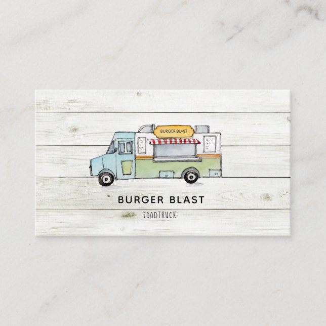 Rustic wood Food Truck logo  Business Card (Front)