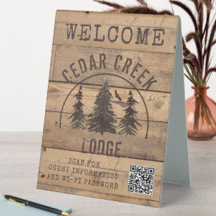 Rustic Wood Forest Trees Welcome QR Code