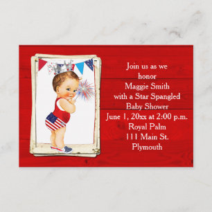 Rustic Wood Fourth of July Baby Shower Invitation