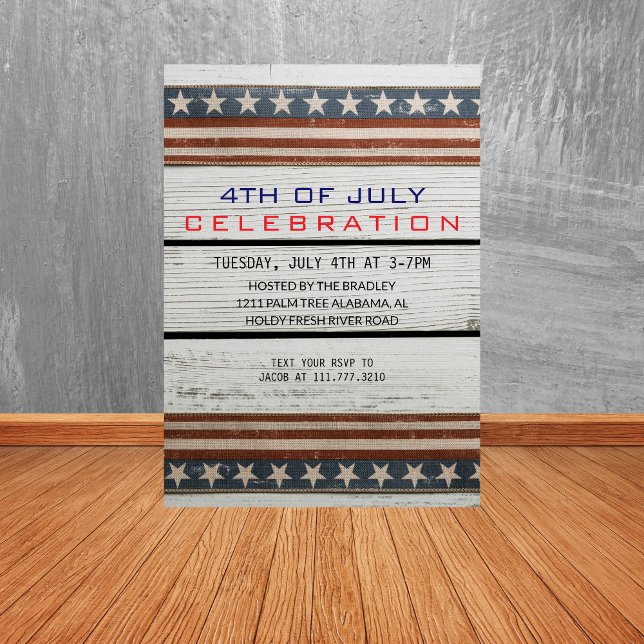Rustic Wood Fourth of July Independence Day Invitation (Creator Uploaded)