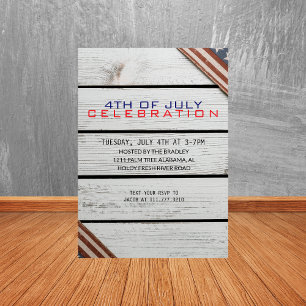 Rustic Wood Fourth of July Independence Day Invitation