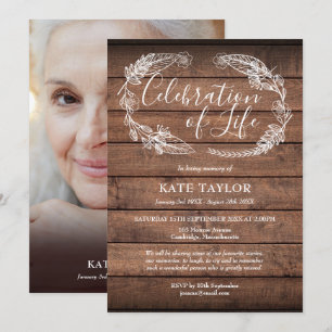 Rustic Wood Funeral Celebration of Life Photo  Invitation