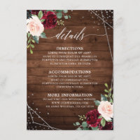 Rustic Wood Geometric Burgundy Floral Details