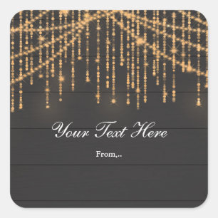 Rustic Wood & Glam Sparkle Lights Favour Sticker