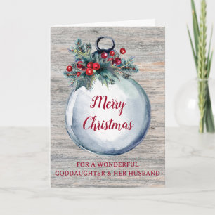 Rustic Wood Goddaughter and Her Husband Christmas Card