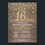 Rustic Wood Gold 16th Birthday Diamond Invitation<br><div class="desc">16th Birthday Invitation with Rustic Wood and Gold Glitter Diamond Background. Country Vintage Retro. Gold Confetti. Kids Birthday. Boy or Girl Teen Teenage Lady Birthday. For further customisation,  please click the "Customise it" button and use our design tool to modify this template.</div>