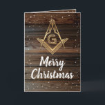 Rustic Wood Gold Masonic Christmas Cards<br><div class="desc">Warm and inviting rustic wood gold masonic Christmas cards that you can personalise! The unique, vintage design depicts a gold square and compass freemasonry symbol over elegant, rustic dark wood boards. Falling white snow borders these masonic holiday cards both inside and out. Easily alter the front and inside messages with...</div>