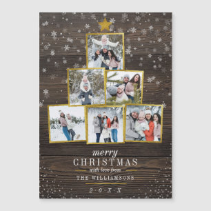 Rustic Wood & Golden Photo Frame Christmas Tree