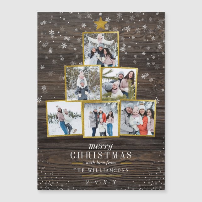 Rustic Wood & Golden Photo Frame Christmas Tree (Front)