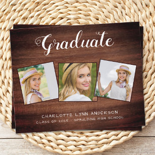 Rustic Wood Graduate 3 Photo Budget Graduation