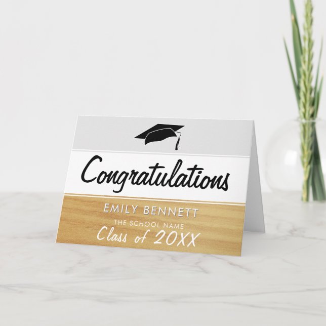 Rustic Wood Graduate Congratulations Graduation Card (Front)