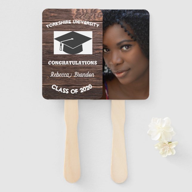 Rustic Wood Graduation Ceremony Photo Fan Sets (Front and Back)