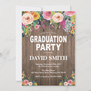 Rustic Wood Graduation Party Invitation Card