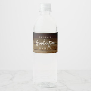 Rustic Wood Graduation Party Water Bottle Label