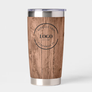 Rustic Wood Grain Branded with logo Website Insulated Tumbler