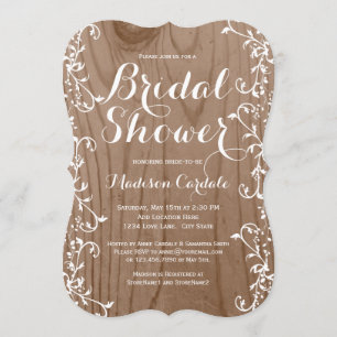 Rustic Wood Grain Bridal Shower Invitations