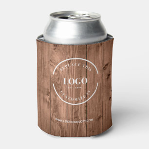 Rustic Wood Grain Custom Logo Personalize Can Cooler