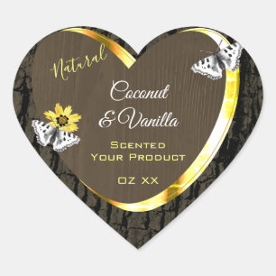 Rustic Wood Grain Dark Brown Gold Product Labels