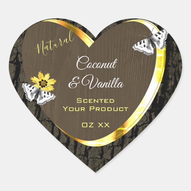 Rustic Wood Grain Dark Brown Gold Product Labels (Front)