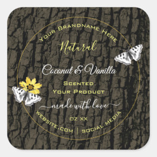 Rustic Wood Grain Dark Brown Gold Product Labels