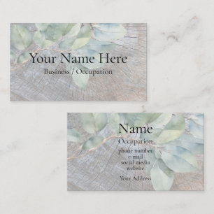 Rustic wood grain distressed botanical business card