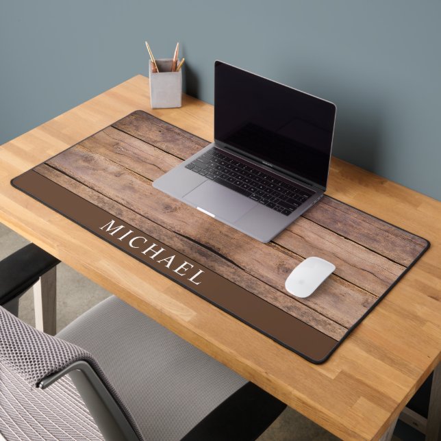 Rustic Wood Grain Personalised Desk Mat (Office 2)