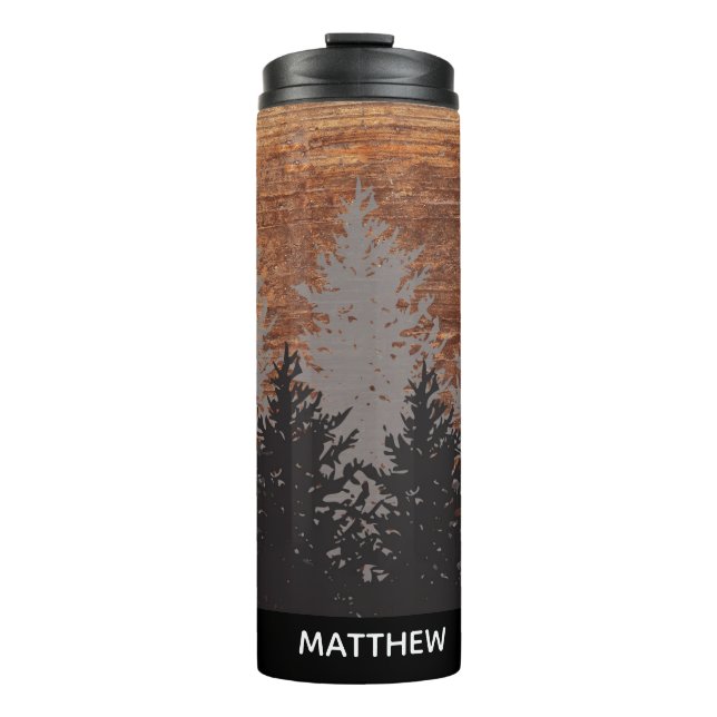 Rustic Wood Grain Personalised Thermal Tumbler (Front)