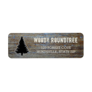 Rustic Wood Grain   Pine Tree Evergreen Silhouette