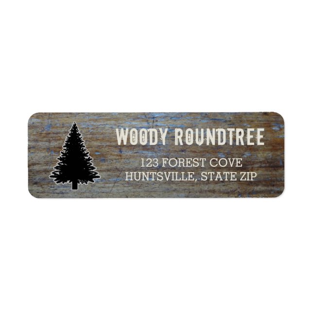 Rustic Wood Grain | Pine Tree Evergreen Silhouette (Front)